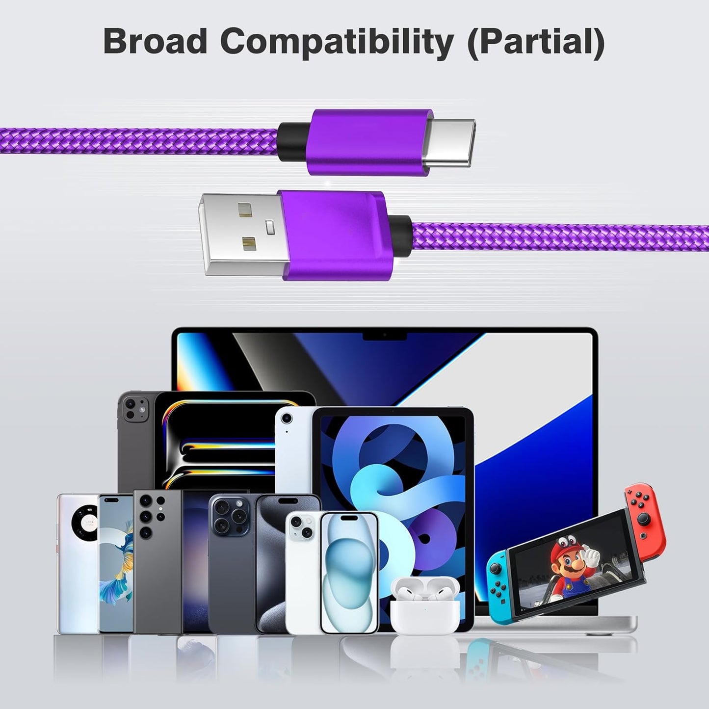 Charger Cord for Airpods Pro 3, USB a to USB C Cable 3Pack (1.5/3.3/6.6FT), Multi Length Type C Charging Cord for Airpods 4/Pro 2, Iphone 17/16/15, Samsung S26/S25