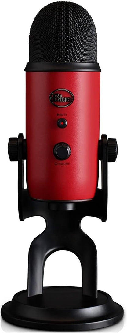 Logitech for Creators Yeti USB Mic,  VO!CE Software, 4 Pickup Patterns, Headphone Output & Volume Control, Plug & Play, Satin Red